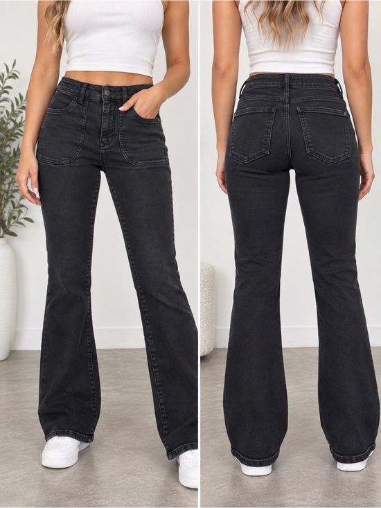 Pilcro Denim - Pilcro Anthropologie Black Bootcut Flare Jeans Women’s Size 25 Patch Pockets
